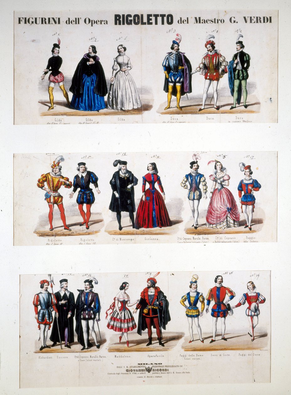 Kostumer "" Rigoletto"" af Giuseppe Verdi, baseret på romanen "Kongen har det sjovt" af Victor Hugo af Unknown artist