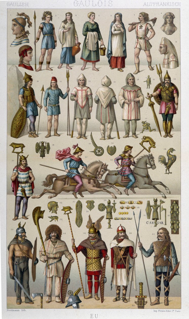 Kostumer, rustninger og våben af galliske og deres krigere af Unknown artist
