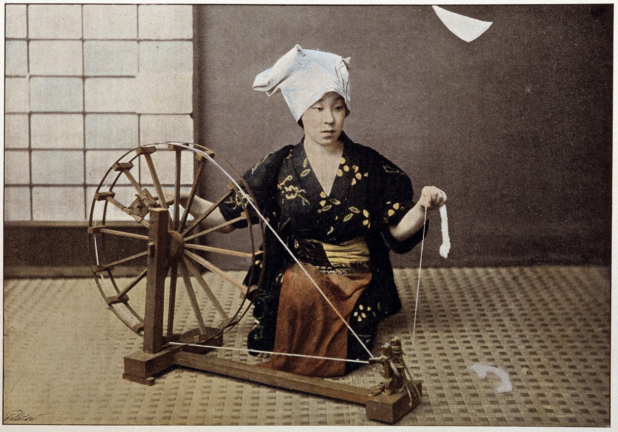 Bomuldsspindemaskine i Japan, slutningen af det 19. århundrede af Unknown artist
