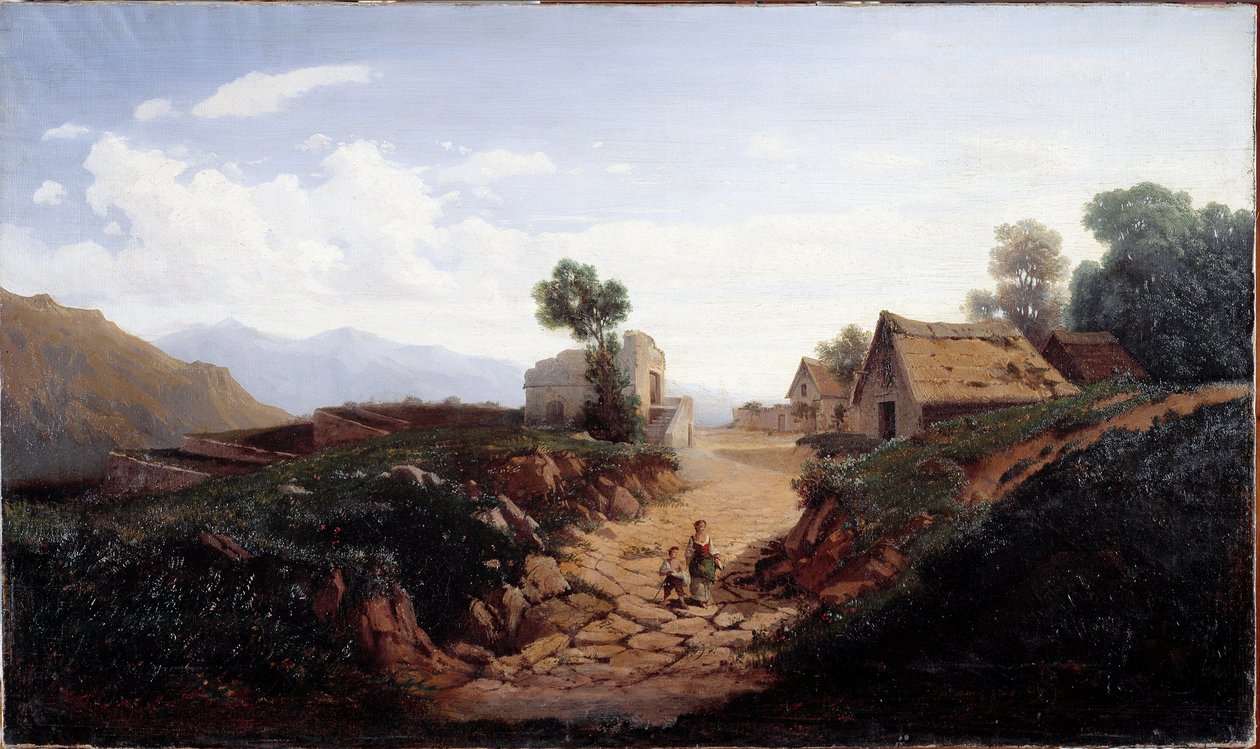 Landevej (olie på lærred af Unknown artist