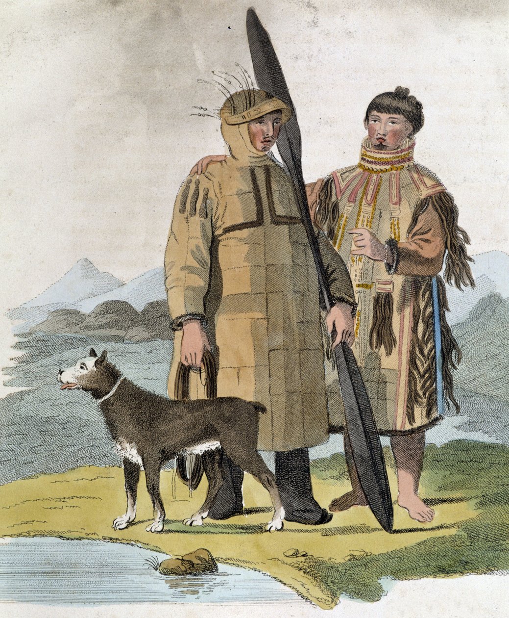 Par fra en russisk provins og deres hund - gravering af Unknown artist