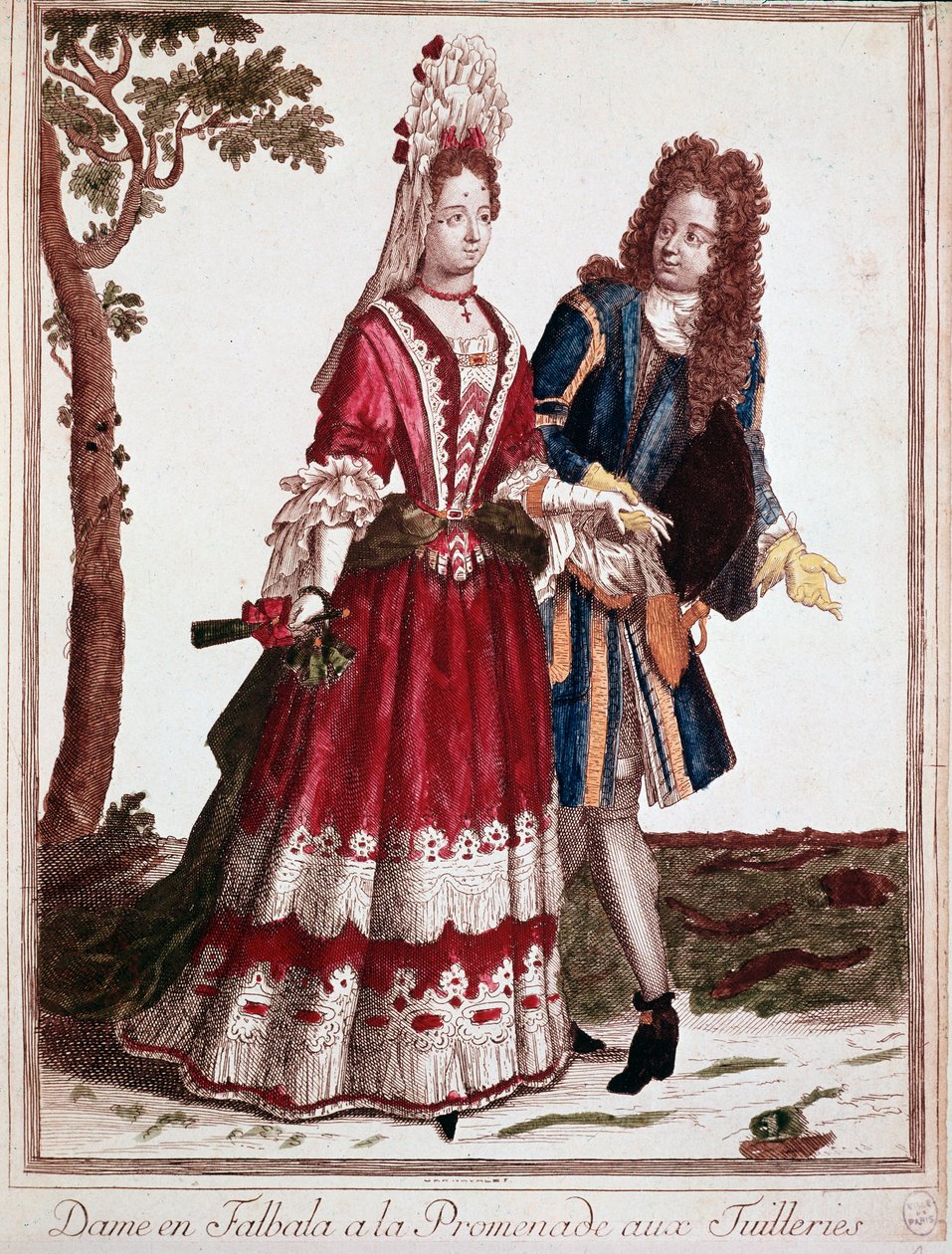 Par, der går i Tuileriehaven, Paris (gravering af Unknown artist