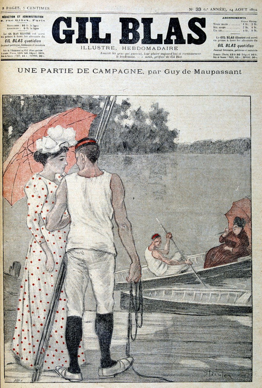 Cover af "" Gil Blas"" illustrerer "" A part of the Campaign""" af Guy de Maupassant. 14/08/1892. af Unknown artist