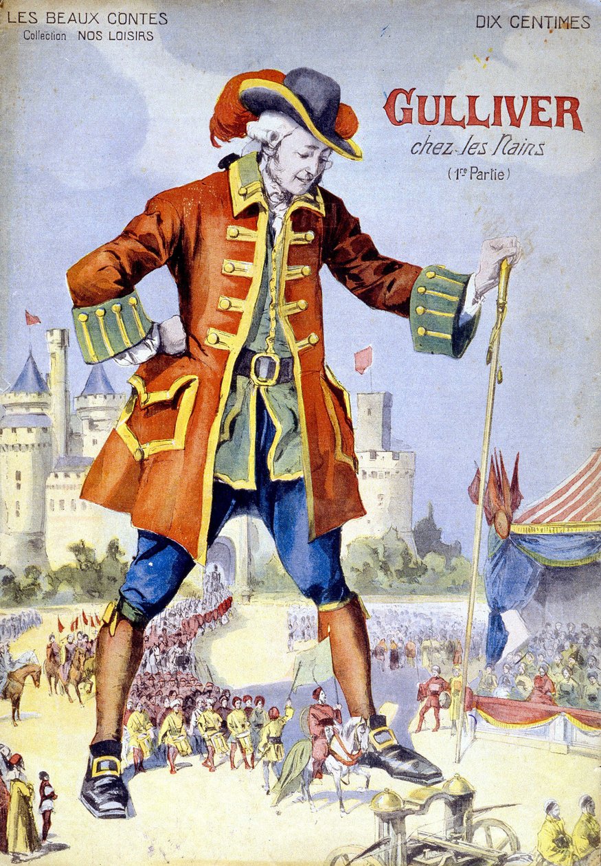 Cover af "Gulliver i dværgene (Lilliputiens)". 1800-tals illustration. af Unknown artist