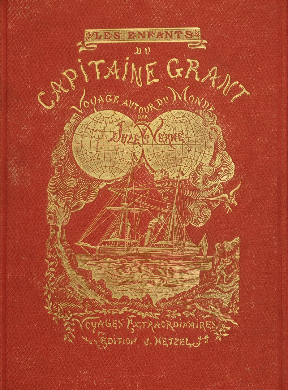 Forside til Jules Vernes bog "The Children of Captain Grant", red. Hetzel af Unknown artist