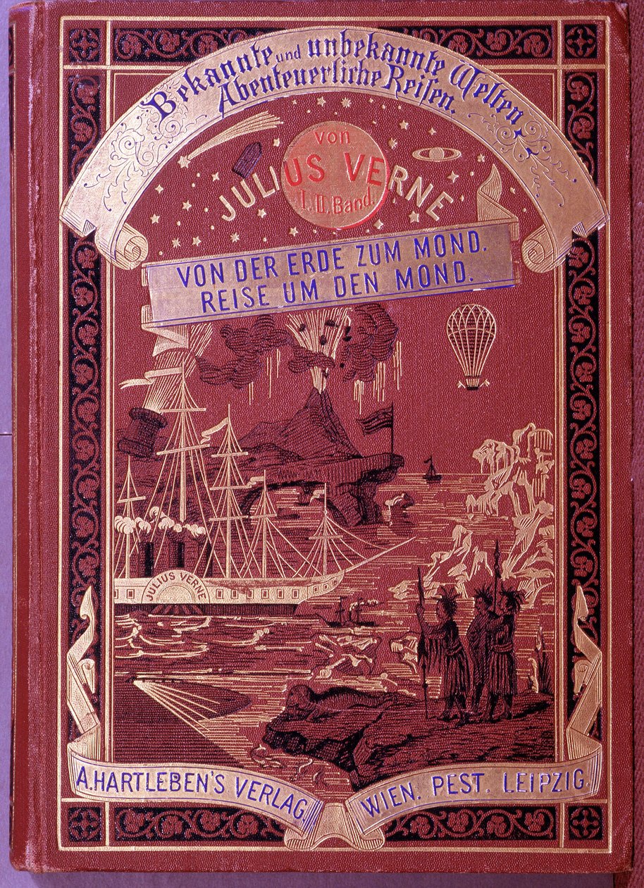 Omslag til en bog af Jules Verne på tysk af Unknown artist