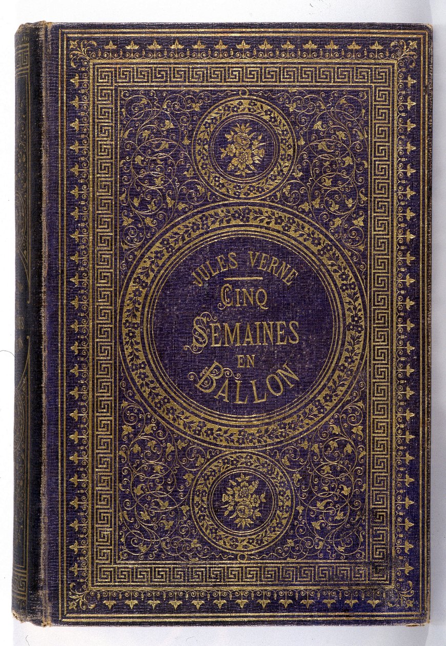 Omslag til bogen "Fem uger en ballon", roman af Jules Verne af Unknown artist