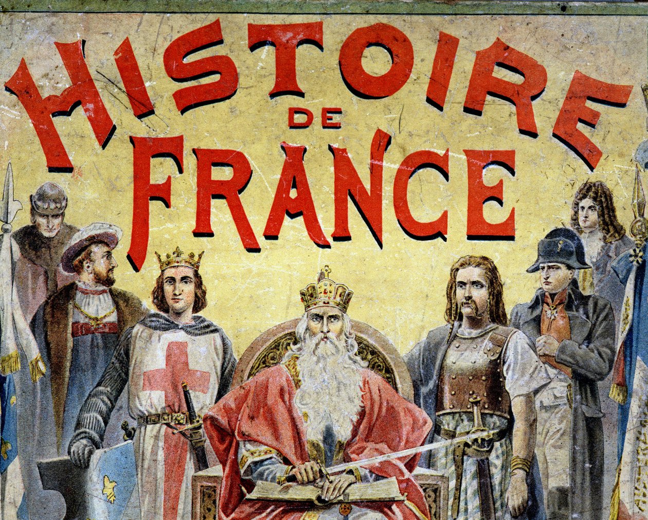 Omslag til bogen "" Histoire de France"" med historiske karakterer. af Unknown artist