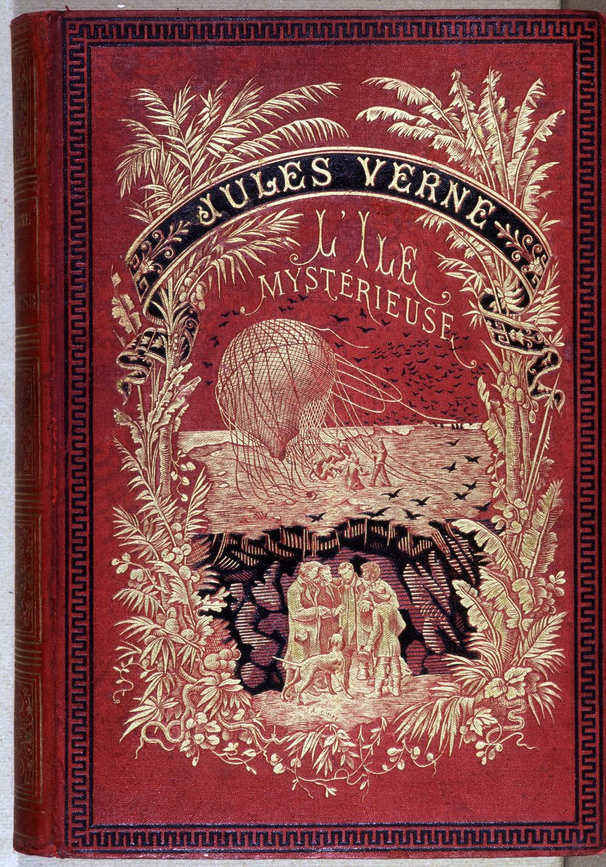 Omslag til bogen "Den mystiske ø" af Jules Verne. af Unknown artist