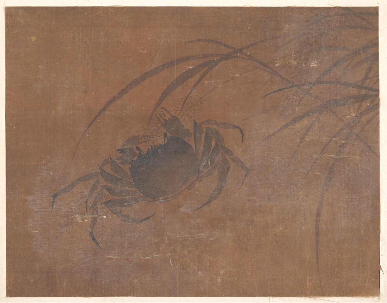Crabs and Reeds (albumblad; blæk og farve på silke) af Unknown Artist
