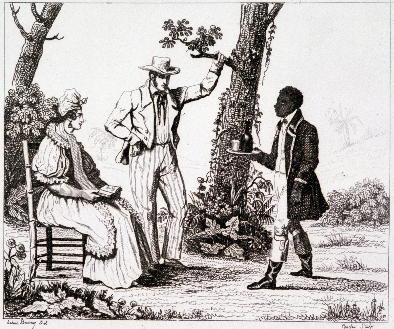 Creole of Martinique (sort tjener og et par hvide) - i "" Picturesque France"", T.III af Unknown artist