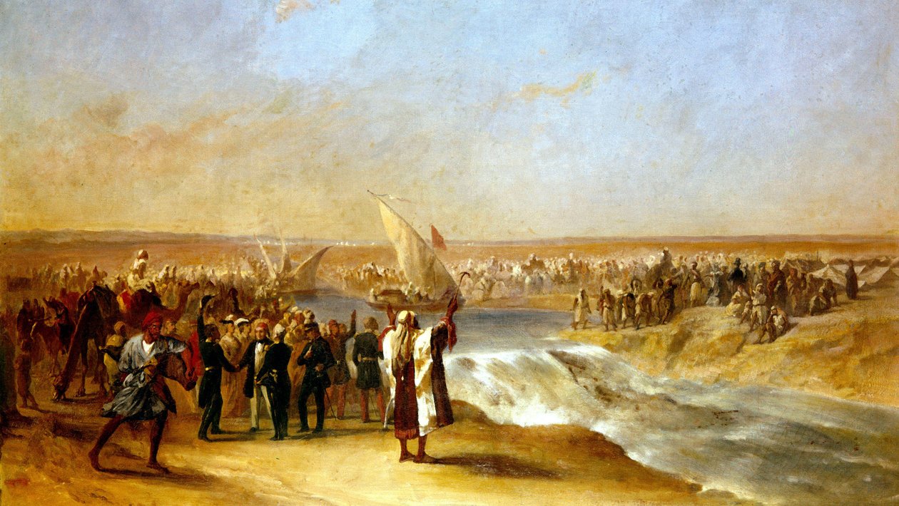 Skæring gennem den sidste del af bassinet på Suez-sletten af Hans Excellence Ali Pascha den 15. august 1869 af Unknown