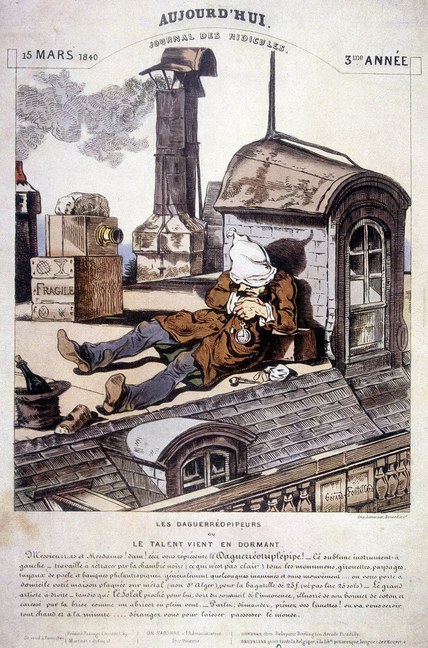 Daguerreopipers eller Talent kommer i søvn. Ironisk artikel mod det nye fotograferhverv. I "" Today, journal of ridicules"", den 15/03/1840. af Unknown artist