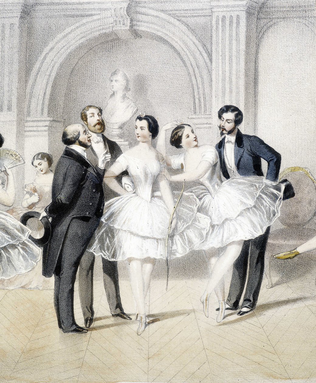 Dansere omgivet af mænd i den romantiske æra - n.d. af Unknown artist