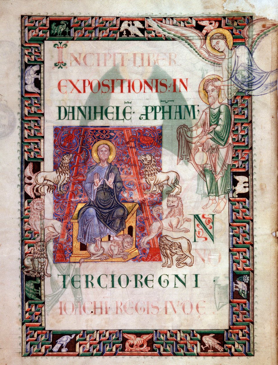 Daniel i løvegraven reddet af profeten Habacuc (Habaquq, Habakuk, Habakkuk, Abakouk, Havakuk) Miniature taget fra manuskriptet "Ancient History to Cesar" af Saint John of Acre af Unknown artist