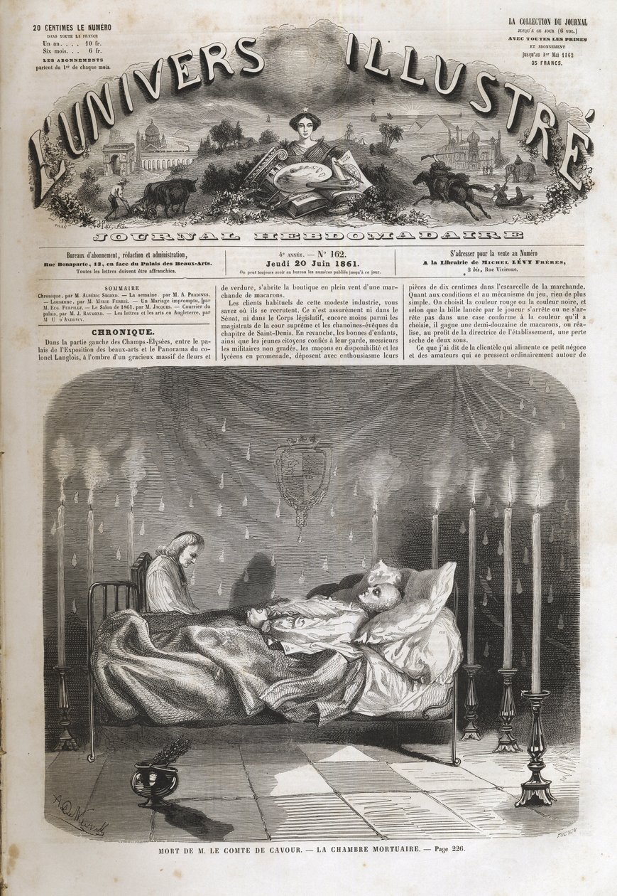 Camillo Cavours (greve Cavour) (1810-1861) død - 6. juni af Unknown artist