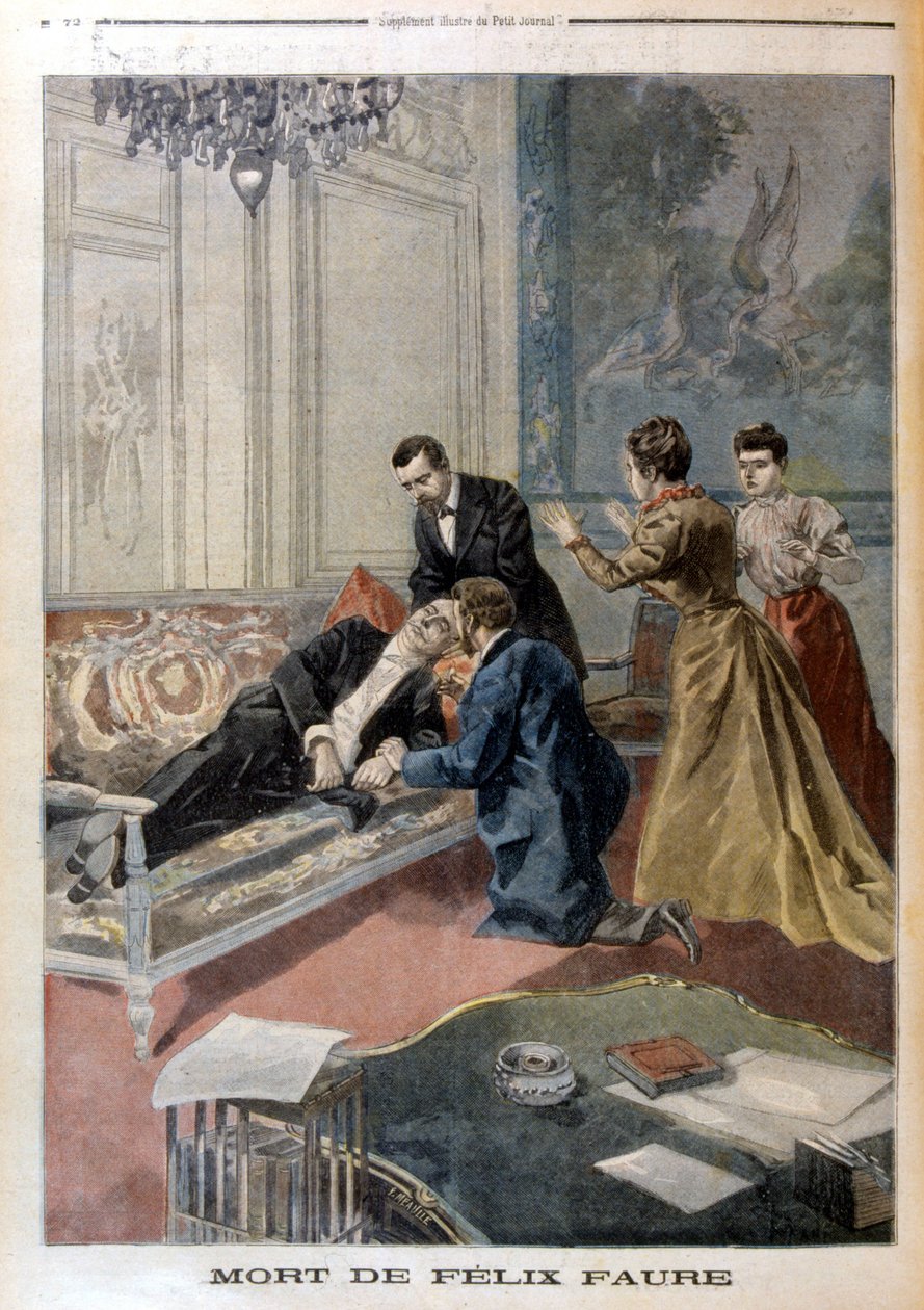 Félix Faures død i salonerne i Elysée - i "" Le Petite Journal"" af 26/02/1899 af Unknown artist