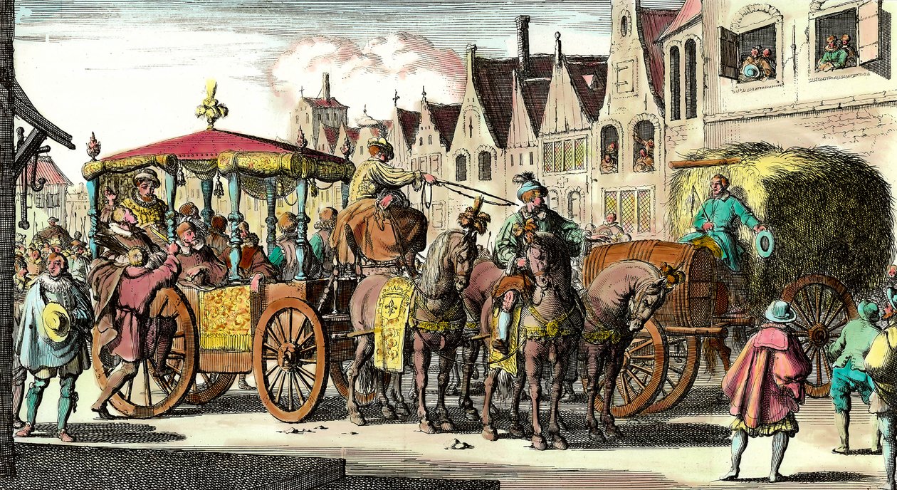 Henrik IV:s død: Mordet på Henrik IV (1553 - 1610) den 14. maj 1610 af Francois Ravaillac (1578 - 1610). Stik af det 17. århundrede. Privat samling. af Unknown artist
