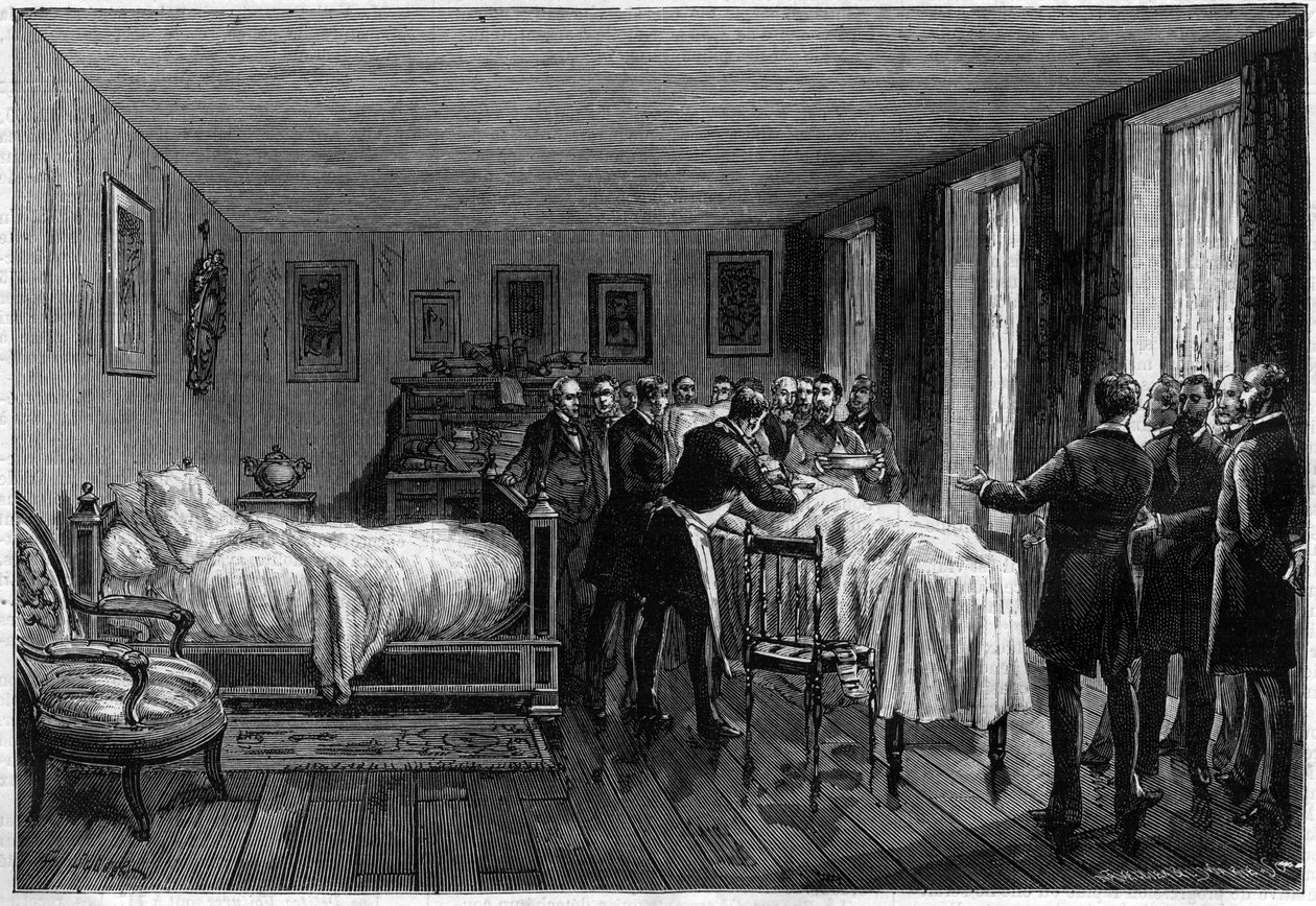 Leon Gambettas død (1838-1882) fransk politiker - obduktionen - i "The Illustrous Journal" fra 1883 - af Unknown artist