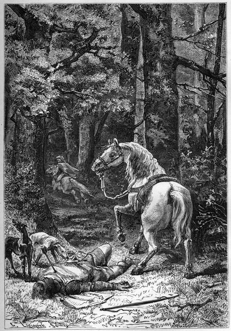 Rufus død, Vilhelm den Røde (Kong Vilhelm II) dræbt af en pil under jagt i New Forest af Unknown artist