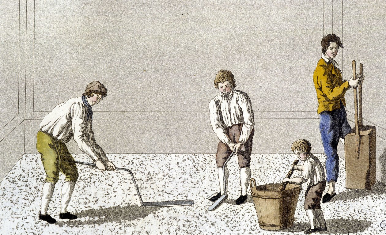 Dekoration: et af stadierne af gulvbelægning af Unknown artist