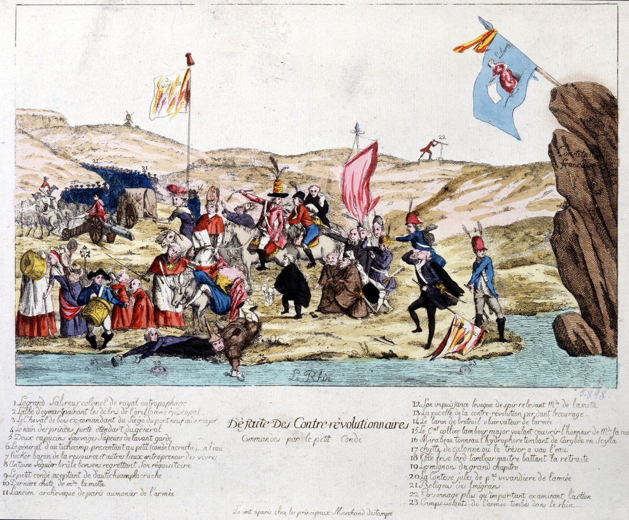 Nederlag af kontrarevolutionære, kommanderet af Peer Condé, i Alsace, slutningen af det 18. århundrede af Unknown artist