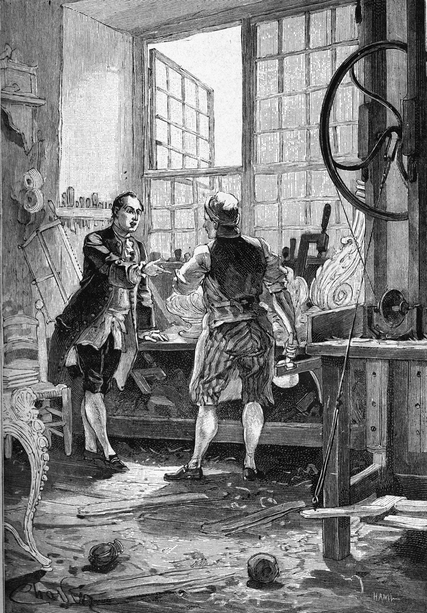 Denis Diderot (1713-1784), skaberen af Encyclopedie. Indgravering af det 19. århundrede. I "Histoire de France" af Jules Michelet af Unknown artist