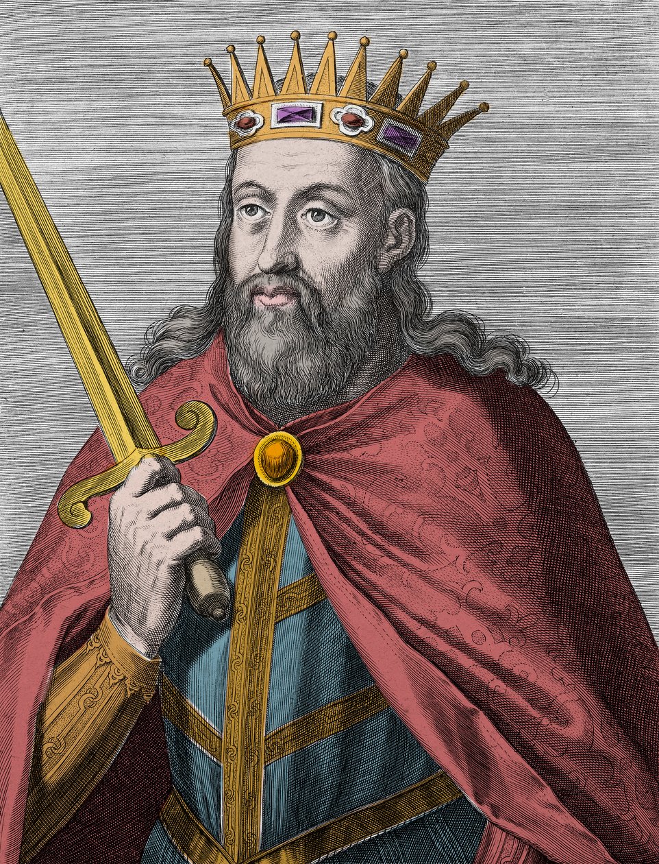 Denis af Portugal (bondekongen) - Denis I af Portugal (1261-1325) (bonden - kongetrubaduren - fædrelandets fader - den liberale) Indgravering af Unknown artist