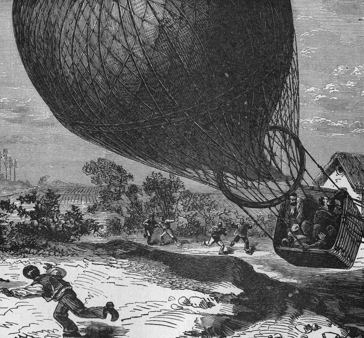 Nedstigning af ballonen "" Zénith"" med ligene af CrocéSpinelli og Sivel, som døde af asphixia under opstigningen, og Gaston Tissandier besvimede. I” Album de la Science”, Éditions Jouvet af Unknown artist