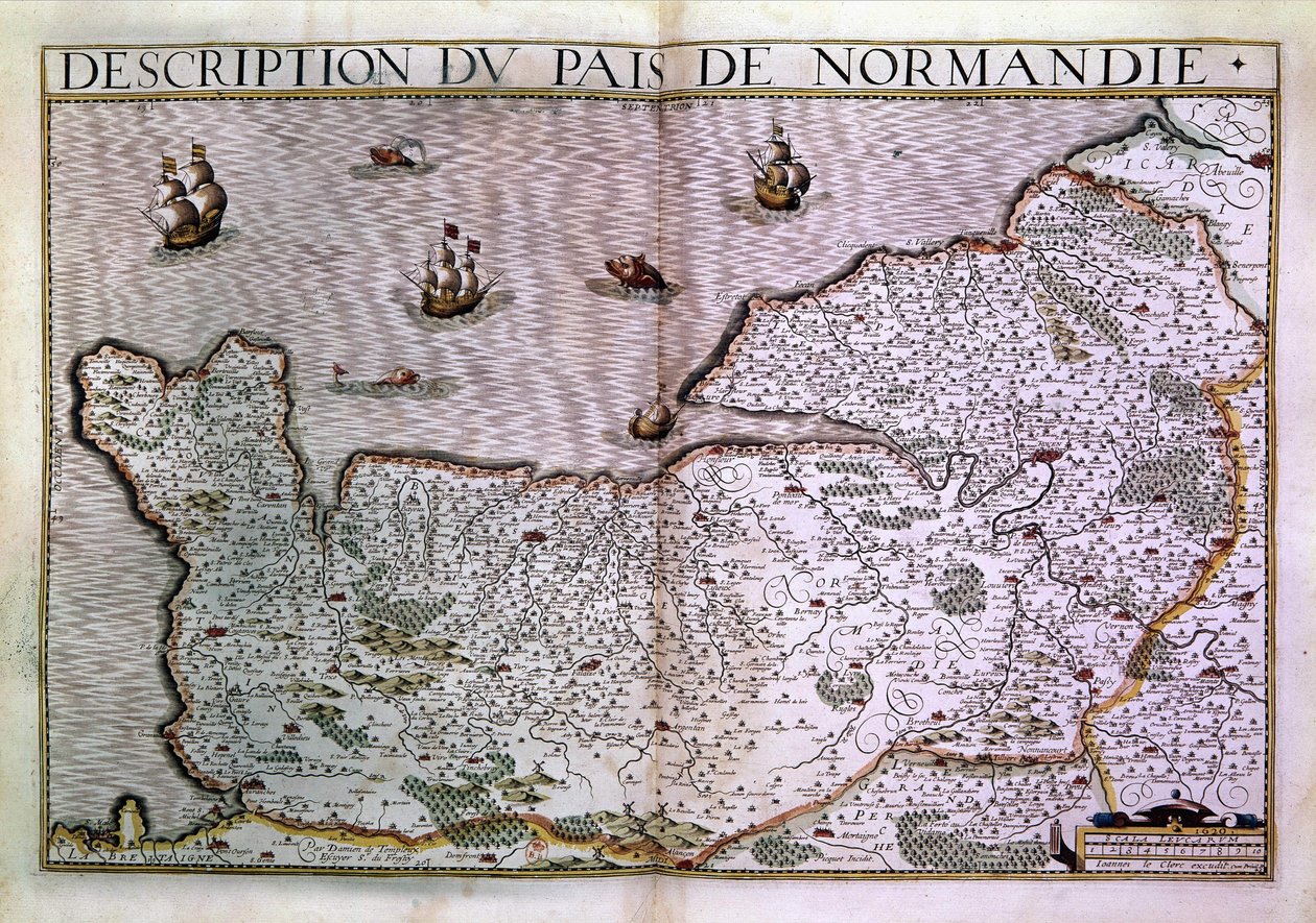 Beskrivelse af Normandy Pais. Kort over Normandiet-regionen i 1620. af Unknown artist
