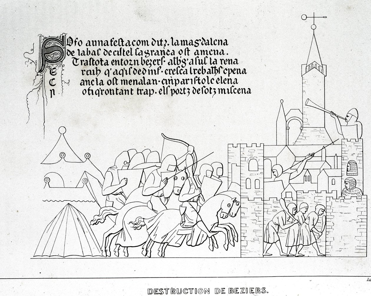 Ødelæggelse af Béziers af Unknown artist