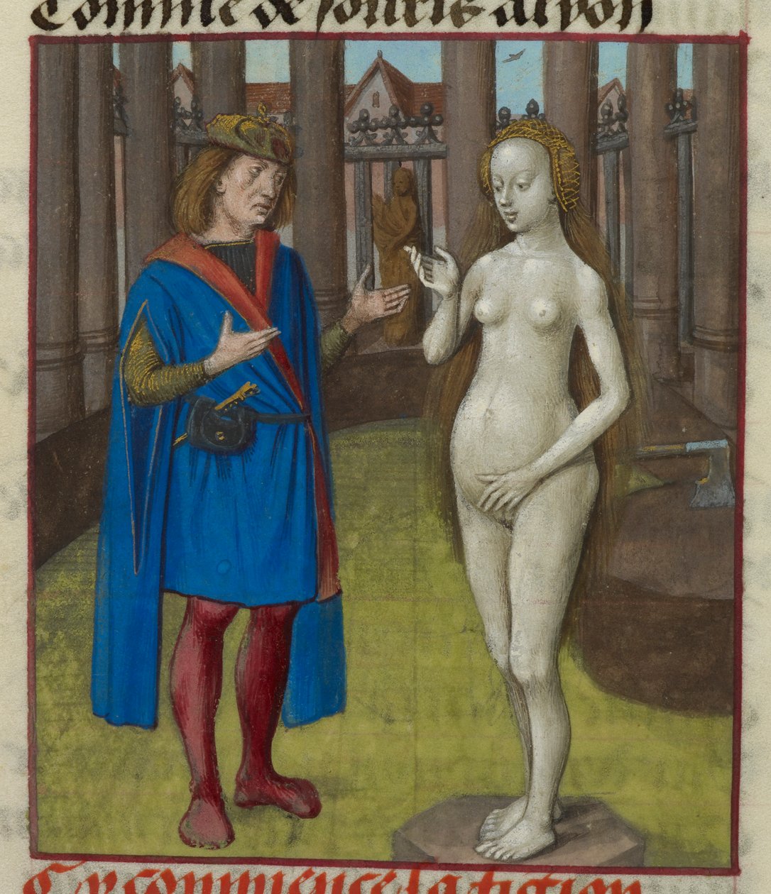 Detalje af en miniature af Pygmalion og statuen. af Unknown artist