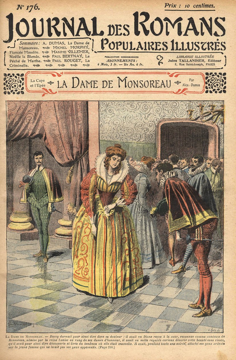 Diane, anerkendt som grevinde af Monsoreau, blev tildelt hoffet. Illustration af "" The Lady of Monsoreau"" af Alexandre Dumas. I "" Journal of illustrated popular novels"". af Unknown artist