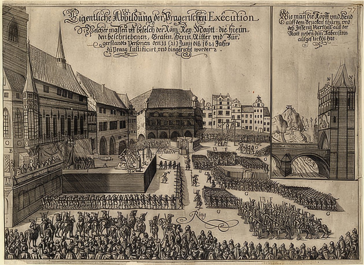 Henrettelsen af ​​de bøhmiske oprørere på Prags gamle bytorv. 1621 af Unknown