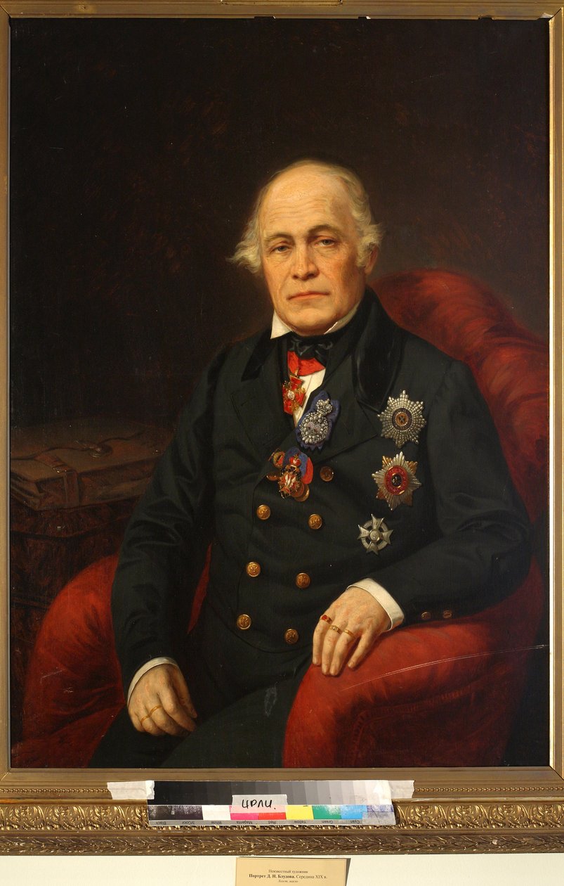 Dimitri Nikolaievitch Bloudov (Bludow ou Bloudoff) - Portræt af grev Dmitry Nikolayevich Bludov (1785-1864) - Anonym - Midt i det 19. årh. - Olie på lærred - Institut for russisk litteratur IRLI (Pushkin-Huset), Skt. Petersborg af Unknown artist