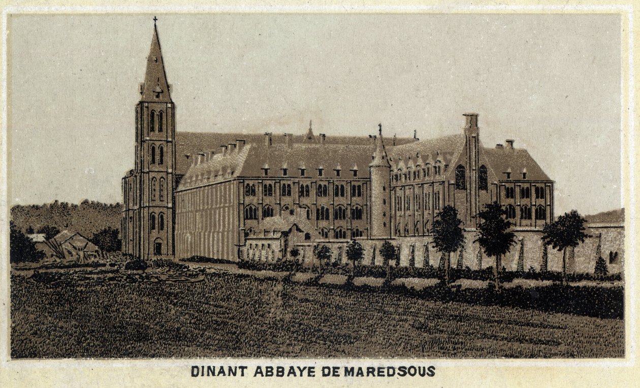 Dinant, Abbey of Maredsous, Vallonien, Belgien. Kromolitografi fra slutningen af det 19. århundrede. af Unknown artist