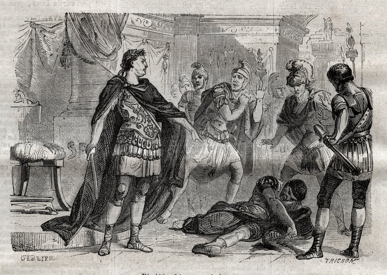 Diocletian (Caius Aurelius Valerius Diocletianus Augustus) (244-311) døende Lucius Flavius ​​Aer - indgravering i " "Dictionnaire populaire illustrious" - 1864 - af Joseph December og Edmond Allonier - af Unknown artist