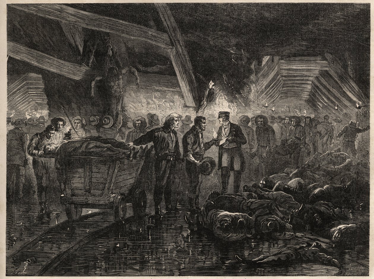 Katastrofe af minerne i besege - MINES DE COAL DE LALLE - Oversvømmelser af Unknown artist