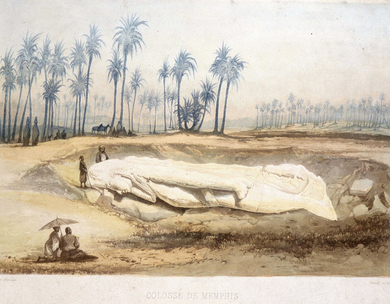 Opdagelsen af Memphis-kolossen, det gamle Egypten af Unknown artist