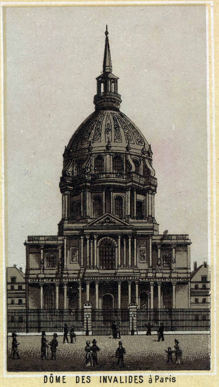 Dome des Invalides i Paris. Kromolitografi fra slutningen af det 19. århundrede. af Unknown artist