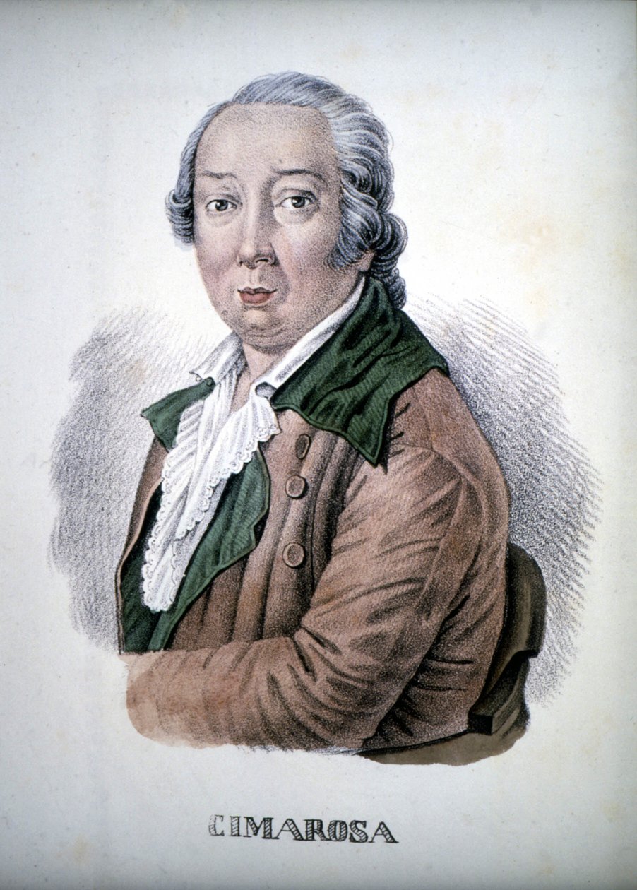 Domenico Cimarosa (1749 - 1801), Farvestik fra det 19. århundrede. af Unknown artist