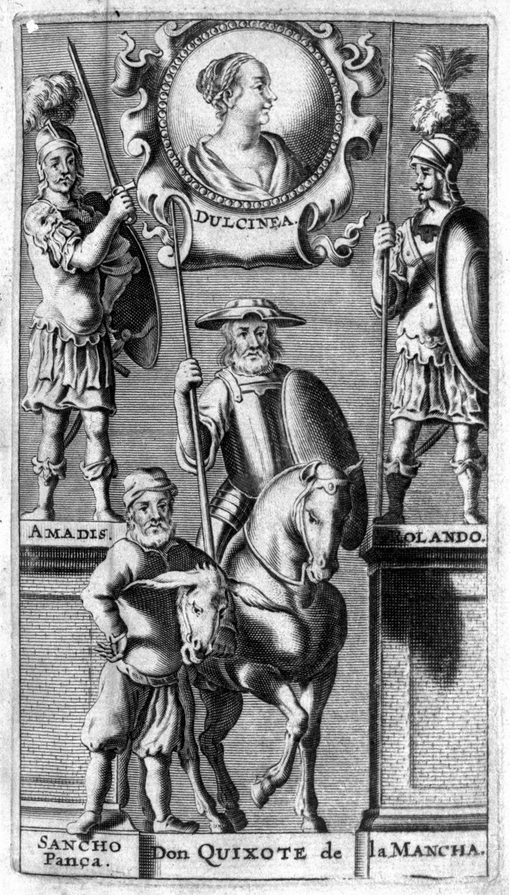Don Quixote de Cervantes. Frontispice af udgaven af Amberes af Unknown artist