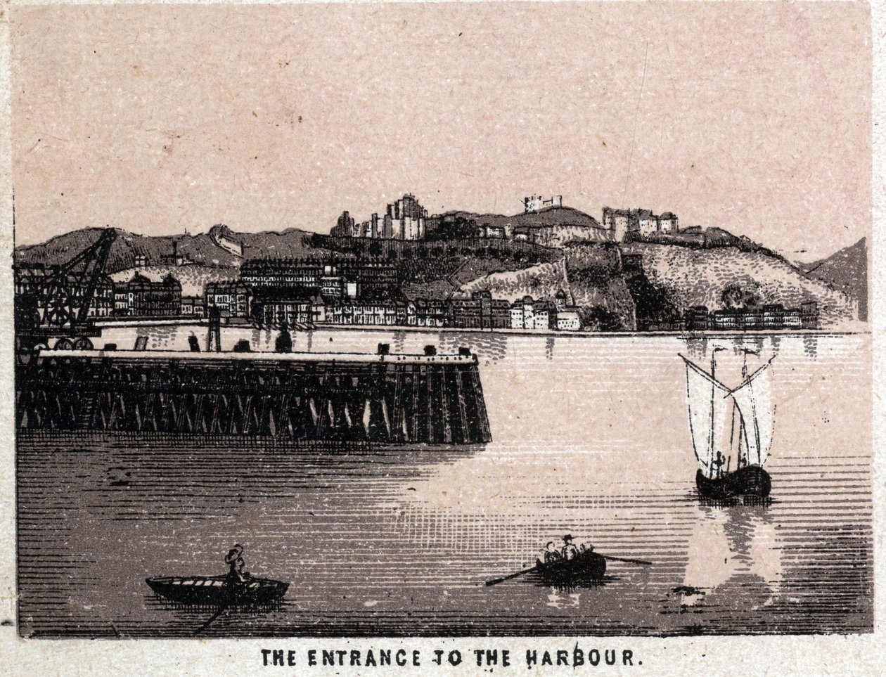 Dover, England: Indgang til havnen (havnen) i Dover. i "" Verden illustrerer 168 visninger"" Udateret (slutningen af det 19. århundrede) af Unknown artist