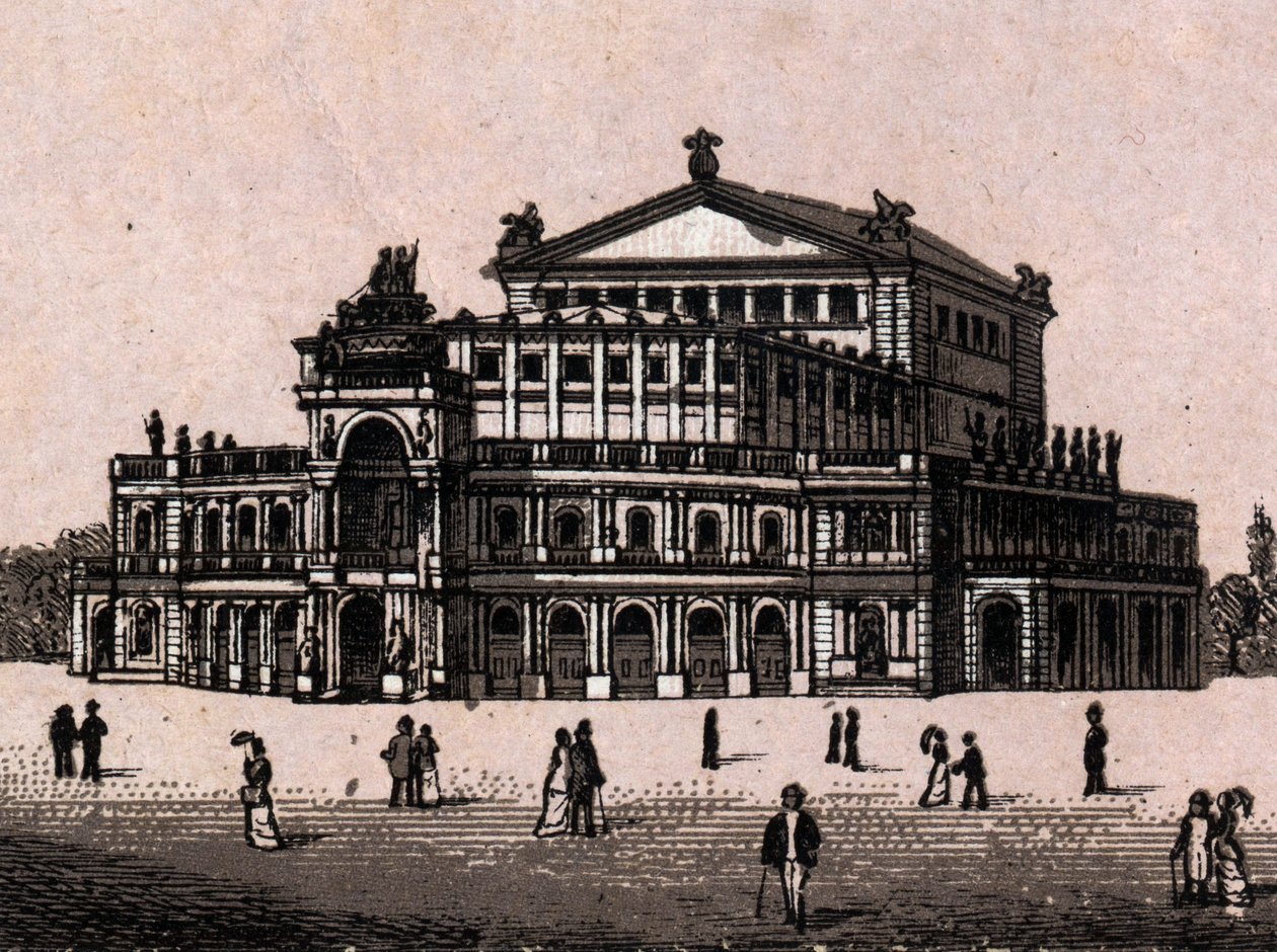 Dresden, Tyskland: udsigt over Det Kongelige Teater i Dresden. i "" Verden illustrerer 168 visninger"" Udateret (slutningen af det 19. århundrede) af Unknown artist