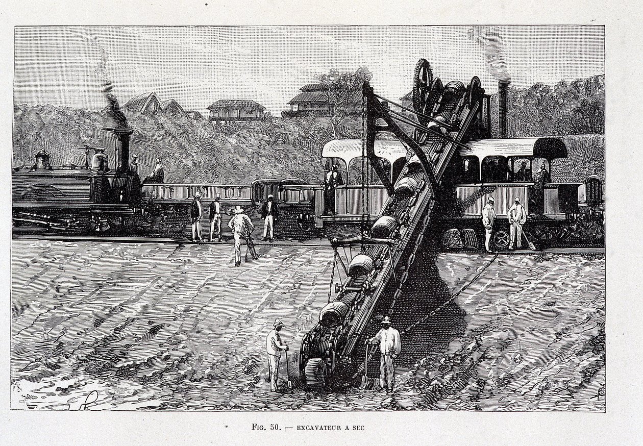 Tør gravemaskine på Suez-kanalen af Unknown artist