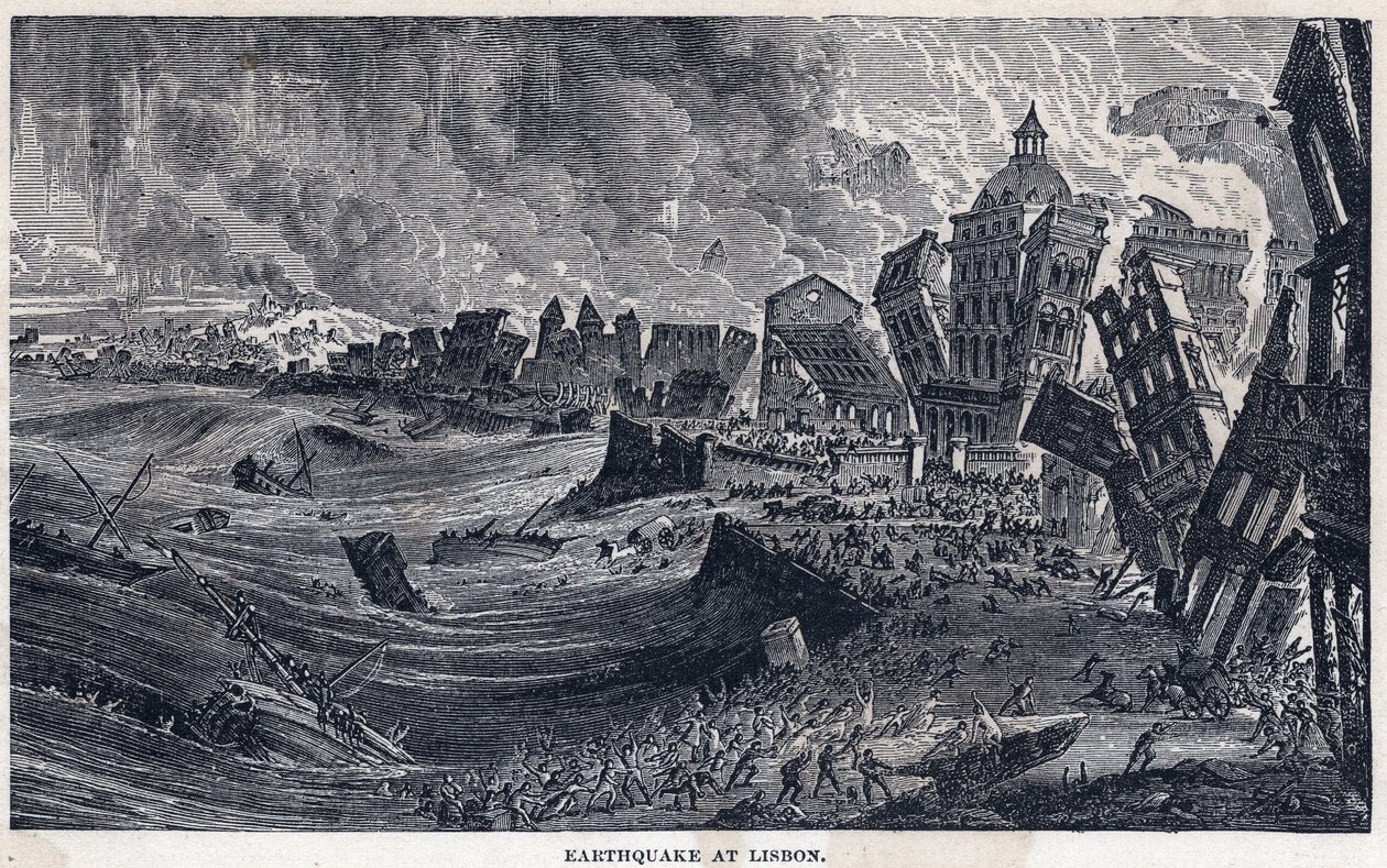 Jordskælv fra Lissabon til Portugal den 1. november 1755 af Unknown artist