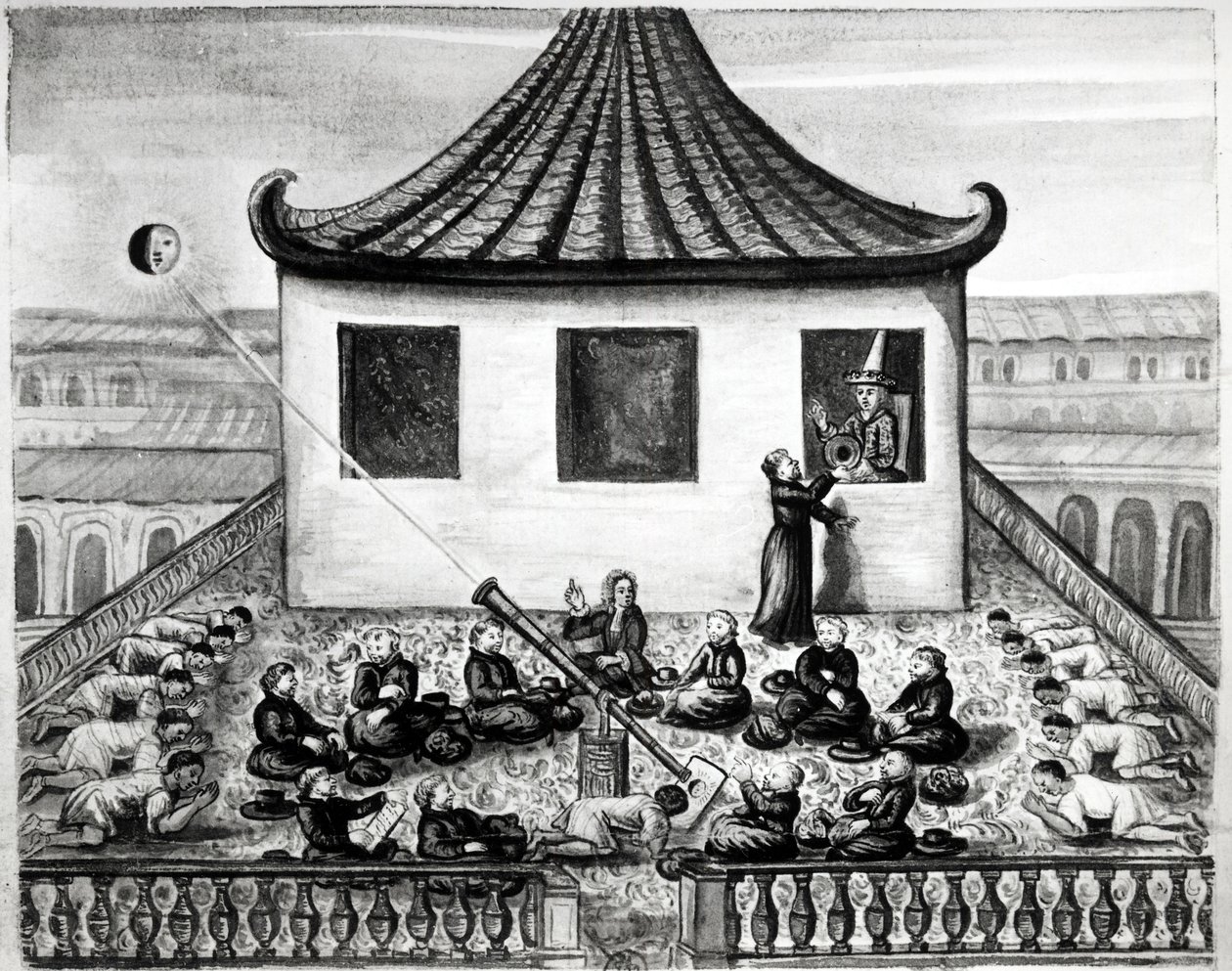 Solformørkelse - i "" Voyages of the kingdom of Siam, historisk fra 1688"". af Unknown artist
