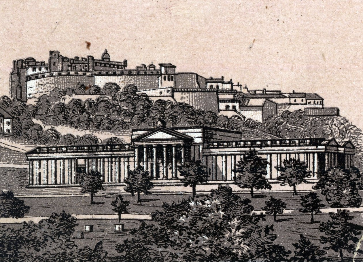 Edinburgh, Skotland: udsigt over National Gallery i Edinburgh. i "" Verden illustrerer 168 visninger"" Udateret (slutningen af det 19. århundrede) af Unknown artist