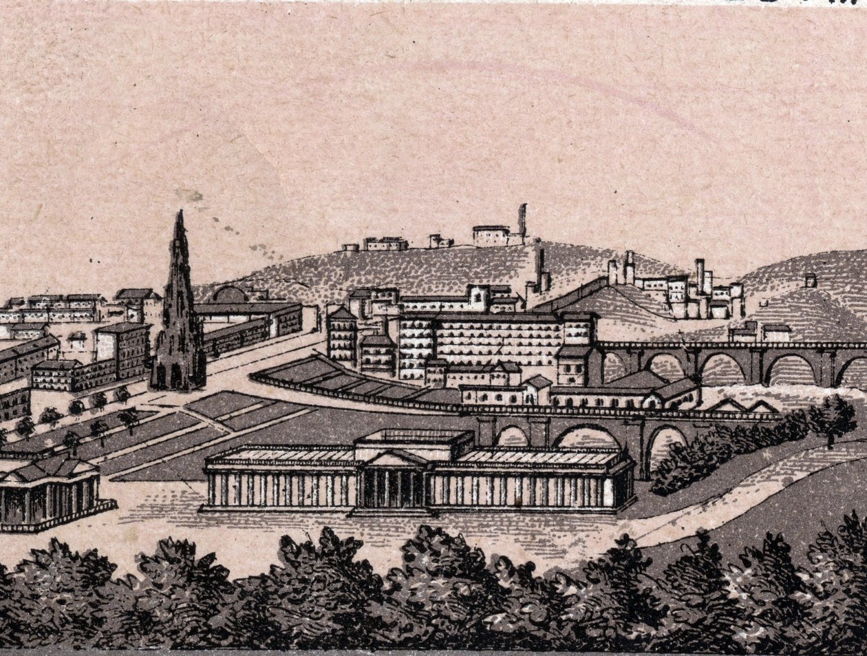 Edinburgh, Skotland: udsigt over byen taget fra Edinburghs slot. i "" Verden illustrerer 168 visninger"" Udateret (slutningen af det 19. århundrede) af Unknown artist