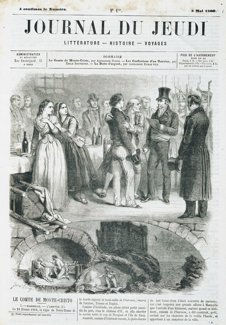 Edmond Dantes, greven af Monte Cristo (Monte Cristo) har en reception - i "" Le Journal du Thursday"" fra 03/05/1860 af Unknown artist